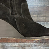 Sole Society Black Knee High Wedge Boots - Size 9.5 (See Notes)