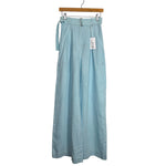 Matthew Bruch Aqua Blue Linen Wide Leg Pleated Pants NWT- Size 1 (see notes)
