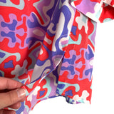 Annie Griffin 100% Silk Purple/Turquoise/Orange Printed Blouse- Size L