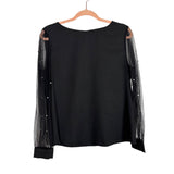 No Brand Black Pearl Sheer Sleeve Top - Size M