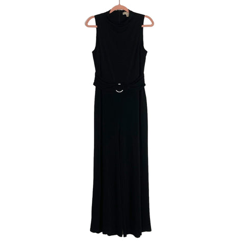 MICHAEL by Michael Kors Black Circle Ring Belted Jumpsuit- Size M