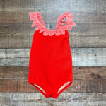 Boden Red/Pink Ruffle Swimsuit - Size 2-3Y