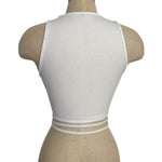 Cotton Candy LA White Ribbed with Wraparound Tie Crop Tank- Size S (see notes)