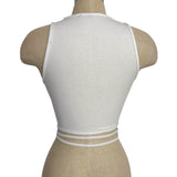 Cotton Candy LA White Ribbed with Wraparound Tie Crop Tank- Size S (see notes)