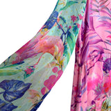 Rococo Sand Pink Tropical Print Faux Wrap Dress- Size XL