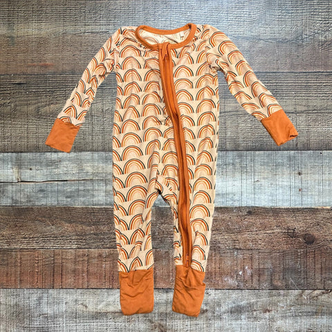 Growing Sweetpeas Beige/Caramel Rainbows Zip Up Outfit- Size 0-3M
