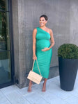 Vestique Green One Shoulder Ruched Dress - Size M (sold out online)