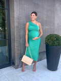 Vestique Green One Shoulder Ruched Dress - Size M (sold out online)