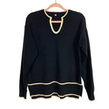 No Brand Black with Cream Trim Tunic Sweater and Pants Set- Size S (sold as a set)