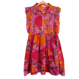 Olivaceous Pink Floral Front Button Up Ruffle Dress- Size S