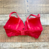 Aerie Red Lace Underwire Padded Push Up Bra- Size 34DD
