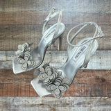 Steve Madden Silver Flower Rhinestone Heels- Size 7 (sold out online)