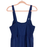 Madewell Navy with Front Button Detail and Smocked Back Adjustable Straps Jumpsuit- Size 12 (sold out online)
