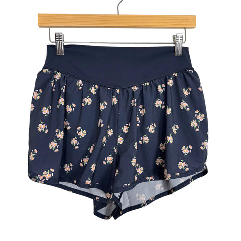 Offline By Aerie Navy Blue Floral Print Shorts - Size M