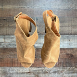 Bamboo Peep Toe Sling Back Block Heels- Size 7.5