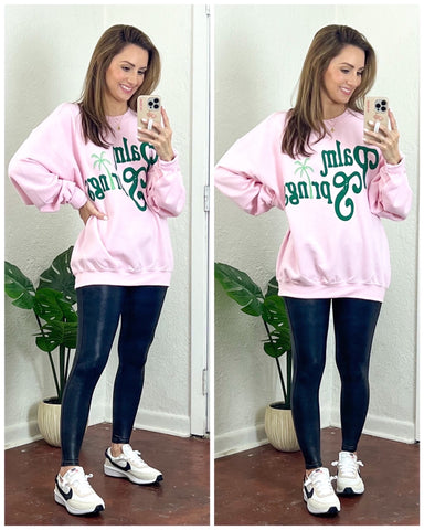 Sweet Claire Pink Palm Springs Sweatshirt- Size S/M (see notes)