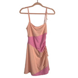 More to Come x Revolve Pink/Peach Color Block Ribbed with Cinched Side Tie Mini Dress NWT- Size S