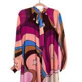 Aura Multi-Color Print with Stars High Neck Maxi Dress- Size S (see notes)