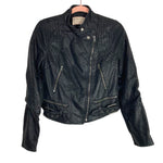 We the Free by Free People Black Faux Leather Moto Jacket- Size XS