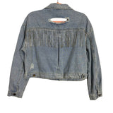 No Brand Light Wash Distressed/Rhinestone Denim Jacket - Size M