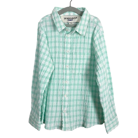 Jessakae Mint/White Gauze Gingham Button Up-Size 4-5Y (we have matching Mommy & Me dress)