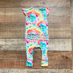 Posh Peanut Tie Dye Snap Bottom Ruffle Outfit- Size 12-18M (see notes)