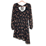 JOA Black Metallic Floral Exposed Back Dress- Size L (see notes)