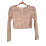 No Brand Light Pink Lace Overlay Slightly Sheer Cropped Top- Size 2