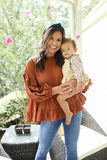 Mudpie Rust Goldie Flounce Top NWT- Size S (sold out online)