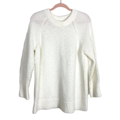 Lou & Grey Ivory Alpaca Wool Blend Square Knit Sweater- Size L