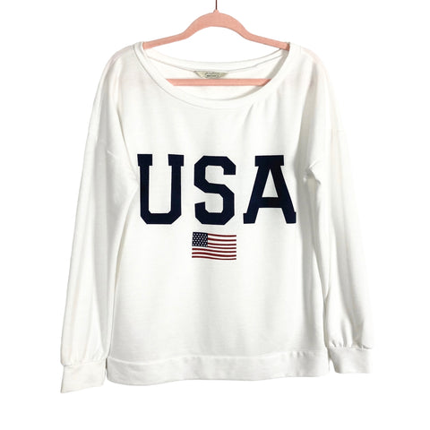 Aceshion White USA Boatneck Sweatshirt- Size S (see notes)