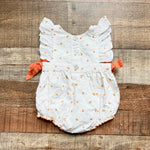 Pink Chicken White Swiss Dot with Oranges and Orange Side Bows Bubble- Size 3-6M