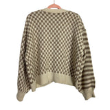 Pink Lily Tan/Cream Stripe/Checker Cardigan - Size M