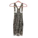 Z Supply Cream/Brown/Black Animal Print with Drawstring Waist Cuffed Short Overalls- Size ~S (see notes, sold out online)