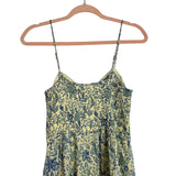 Free People Cream Blue Floral Printed Smocked Bodice Lined Dress- Size M