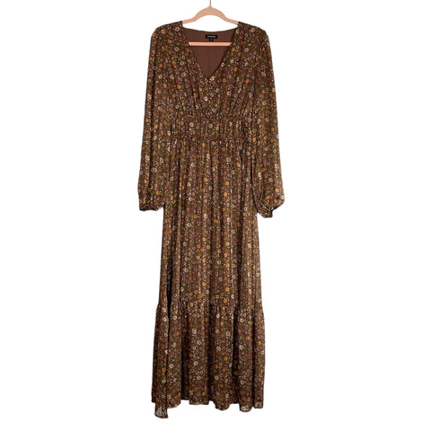 Mittoshop Brown Floral Metallic Stripe Dress- Size M (sold out online)