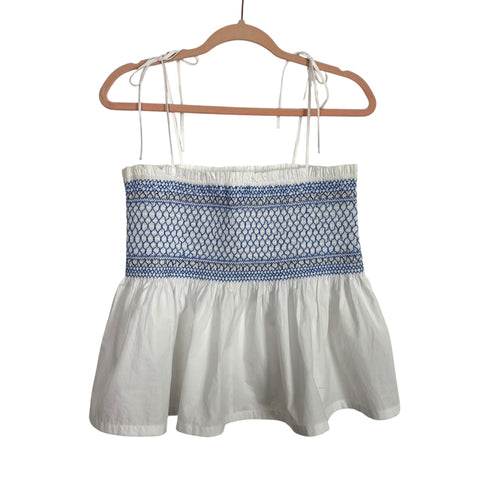 J. Crew Regenerative Cotton White Smocked Tank Top NWT - Size M