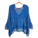 Free People Movement Oversized Blue Hooded Dolman Top- Size S