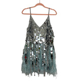 ASOS Edition Silver Sequin Feather Hem Dress - Size US 2 (sold out online, see notes)