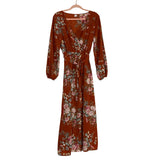Shein Rust Floral Belted Dress- Size L