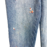 Cat & Jack Embroidered Pink/White Flowers High Rise Straight Jeans-Size 8Y (see notes)