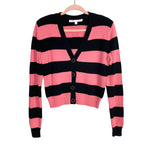 Veronica Beard Black/Pink Striped Button Front Cardigan Sweater- Size XS