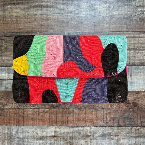 No Brand Multicolor Beaded Clutch (See Notes)