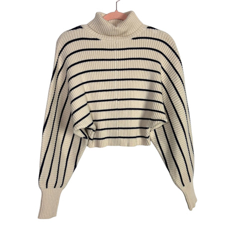 Vestique Ivory with Navy Stripes Ribbed Turtleneck Dolman Inez Sweater NWT- Size S (we have matching skirt)