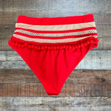 Tularosa Red High Waisted Pom Trim Bikini Bottoms- Size S (we have matching top)