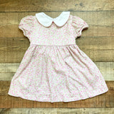 Mint Magnolia Pink Floral Print with White Collar and Back Bow Dress- Size 4T