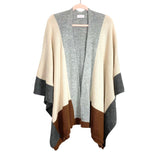 Pink Lily Gray/Beige/Brown Color Block Poncho Style Cardigan- Size OS (sold out online)