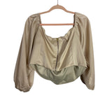 River Island Beige Satin Bardot Corset Top - Size 18 (Sold Out Online!)