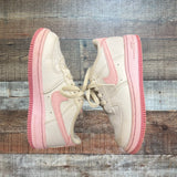NIKE White/Pink Air Force One Sneakers - Size 9 Kids (See Notes)