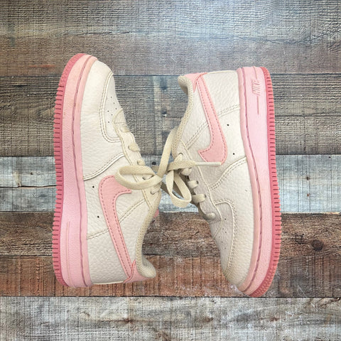 NIKE White/Pink Air Force One Sneakers - Size 9 Kids (See Notes)